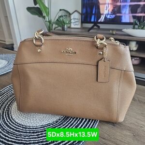 Coach Tan Leather Satchel Bag - Classic Coach Logo